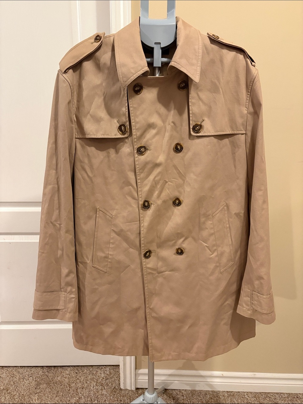 Jones New York Tan Double-Breasted Trench Coat